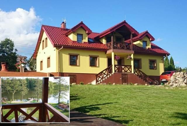 Mazurski Raj - Komfortowa Turystyka; dom i apartamenty 110m2 na 12-24 osb bezp nad jeziorem, Mazury